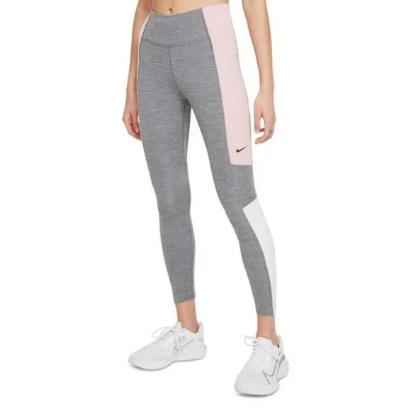 Nike Womens plus Dri-fit Color-Block MidRise 7/8 Tights gray Size 1X MSRP $60 - Picture 1 of 7